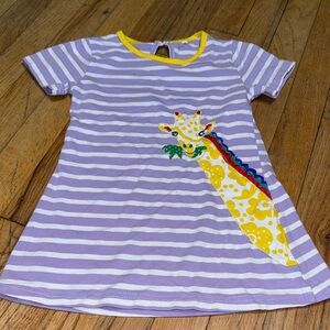 Source Unknown Purple Striped Kids Dress with Giraffe Design